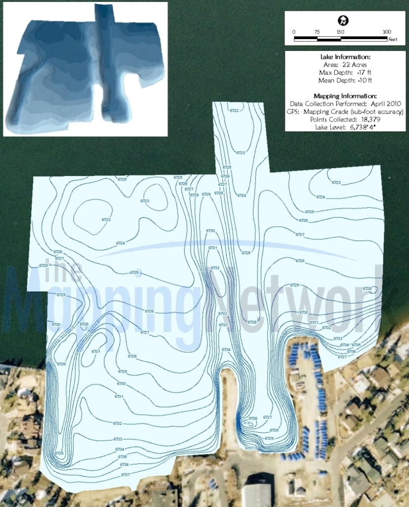 GPS Bathymetric Lake Map created by Aquatechnex and The Mapping Network for a marina in California