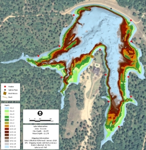 GPS Lake Map Isolates Fishing Hot Spots